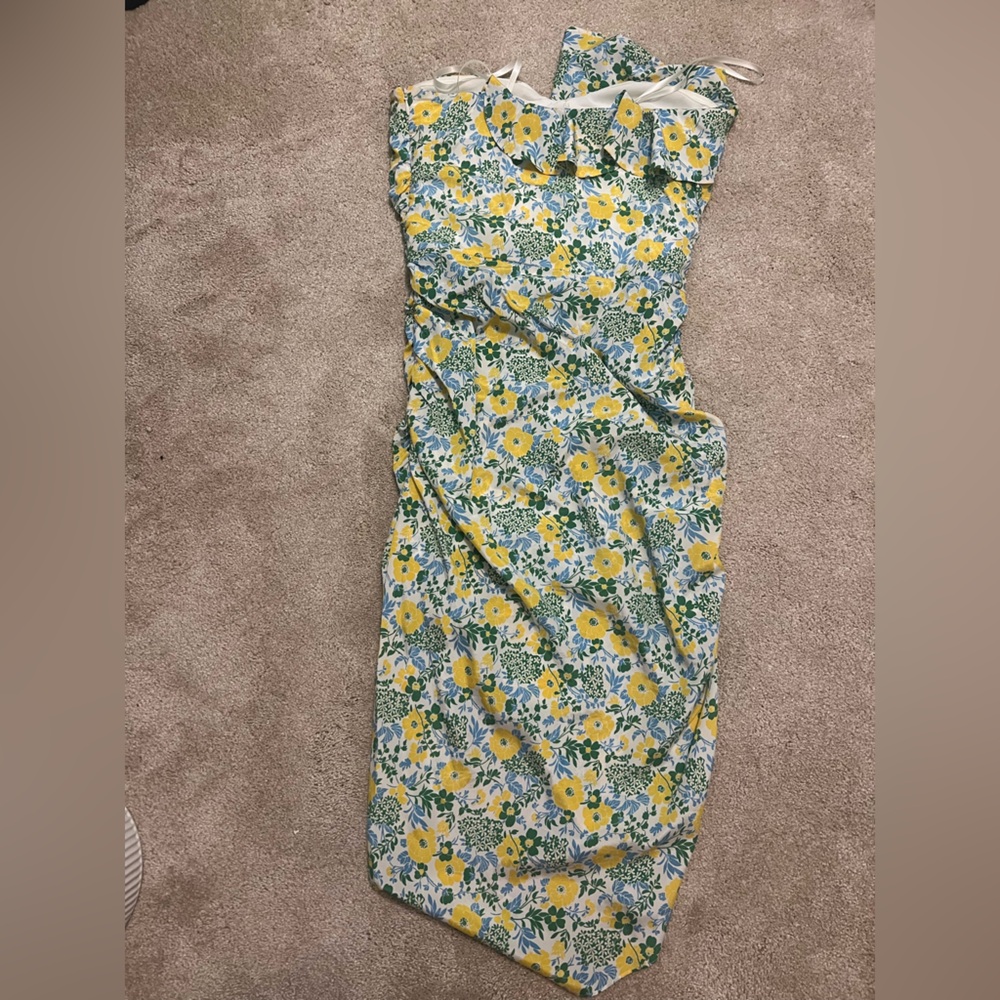 Silk Veronica Beard strapless print dress size 4 - Picture 5 of 6